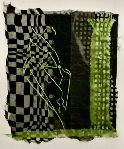 Mulberry paper, fabric, thread