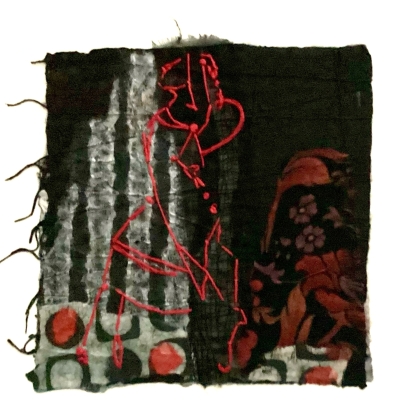 mulberry papers, fabric, thread